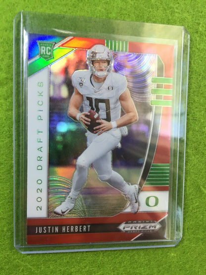 JUSTIN HERBERT RED PRIZM ROOKIE CARD JERSEY #10 OREGON RC 2020 Prizm LA CHARGERS