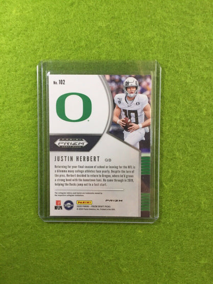 JUSTIN HERBERT RED PRIZM ROOKIE CARD JERSEY #10 OREGON RC 2020 Prizm LA CHARGERS