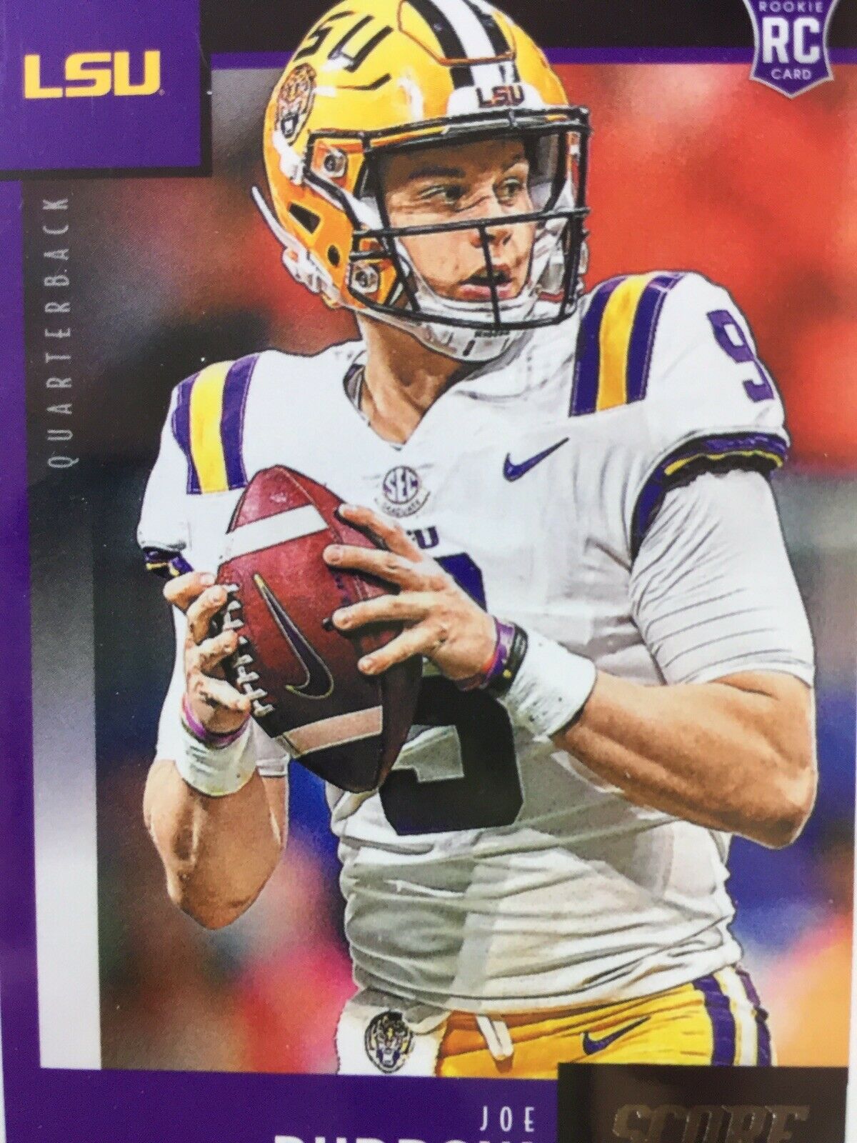 JOE BURROW ROOKIE CARD JERSEY #9 LSU TIGERS 2020 Panini Score CINCINNATI BENGALS