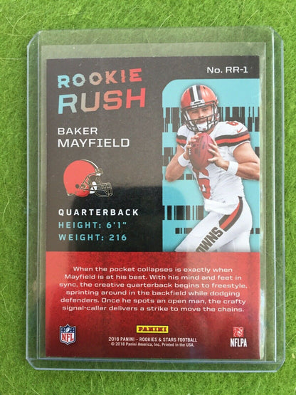 BAKER MAYFIELD ROOKIE RUSH Red Foil RC* Browns 2018 Panini ROOKIES & STARS #RR-1