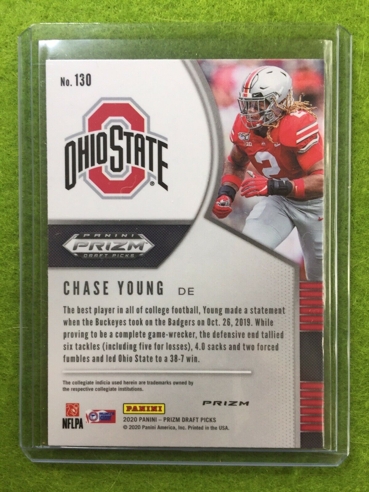 CHASE YOUNG PINK PULSAR PRIZM ROOKIE CARD JERSEY #2 OSU BUCS RC 2020 Prizm DP SP