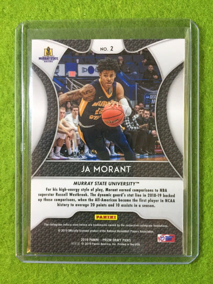 Ja Morant PRIZM ROOKIE CARD JERSEY #12 GRIZZLIES RC 2019 Prizm Draft Picks #2 rc