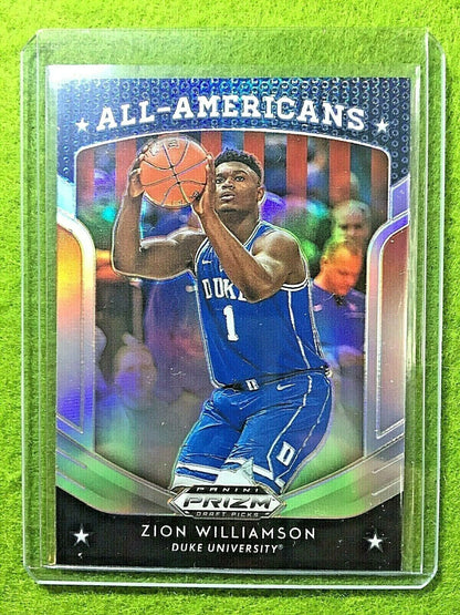 Zion Williamson SILVER PRIZM ROOKIE CARD JERSEY #1 DUKE REFRACTOR 2019 PELICANS