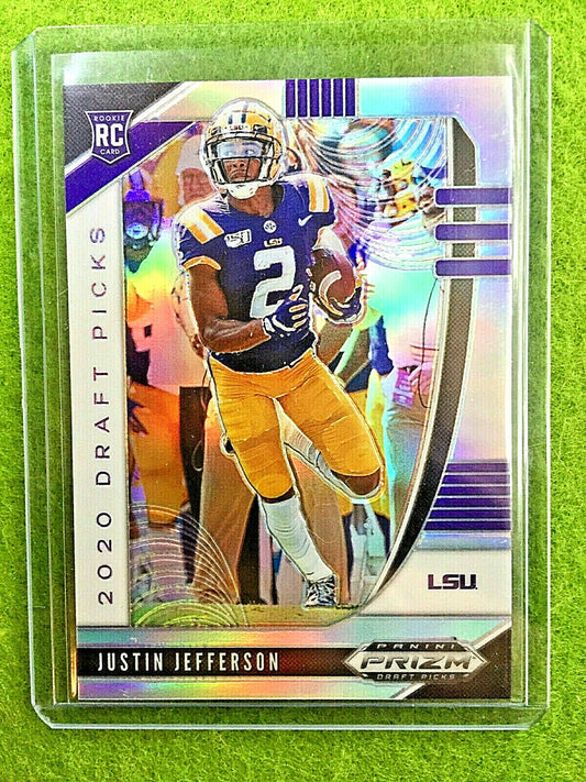 JUSTIN JEFFERSON SILVER PRIZM ROOKIE CARD JERSEY #2 LSU RC 2020 Panini Prizm SP