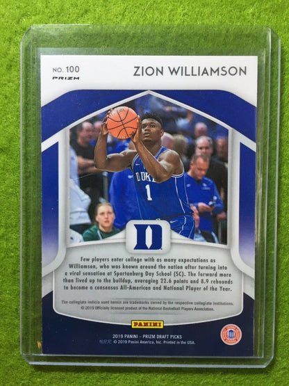 Zion Williamson SILVER PRIZM ROOKIE CARD JERSEY #1 DUKE REFRACTOR 2019 PELICANS