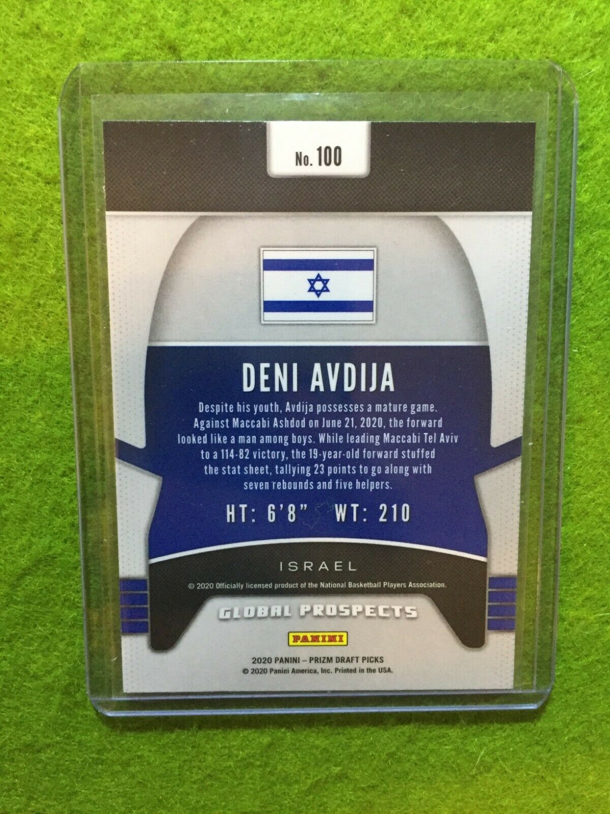 DENI AVDIJA PRIZM ROOKIE CARD ISRAEL RC WIZARDS SP 2020 Panini GLOBAL PROSPECTS