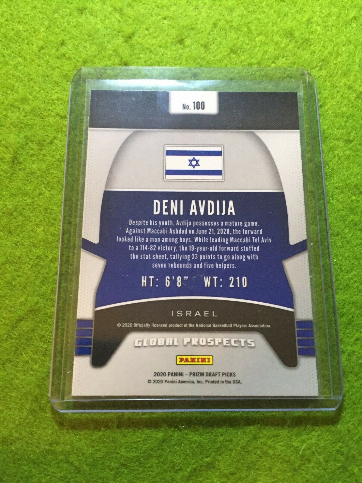 DENI AVDIJA PRIZM ROOKIE CARD ISRAEL RC WIZARDS SP 2020 Panini GLOBAL PROSPECTS