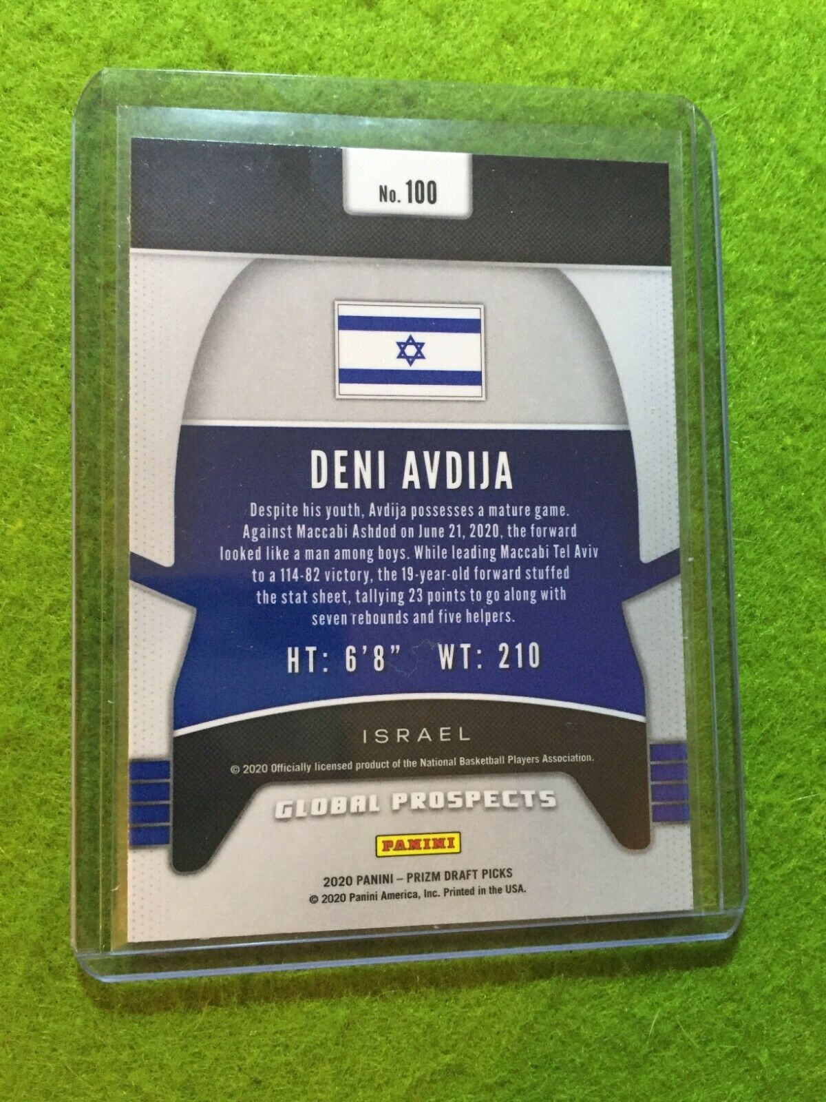 DENI AVDIJA PRIZM ROOKIE CARD ISRAEL RC WIZARDS SP 2020 Panini GLOBAL PROSPECTS