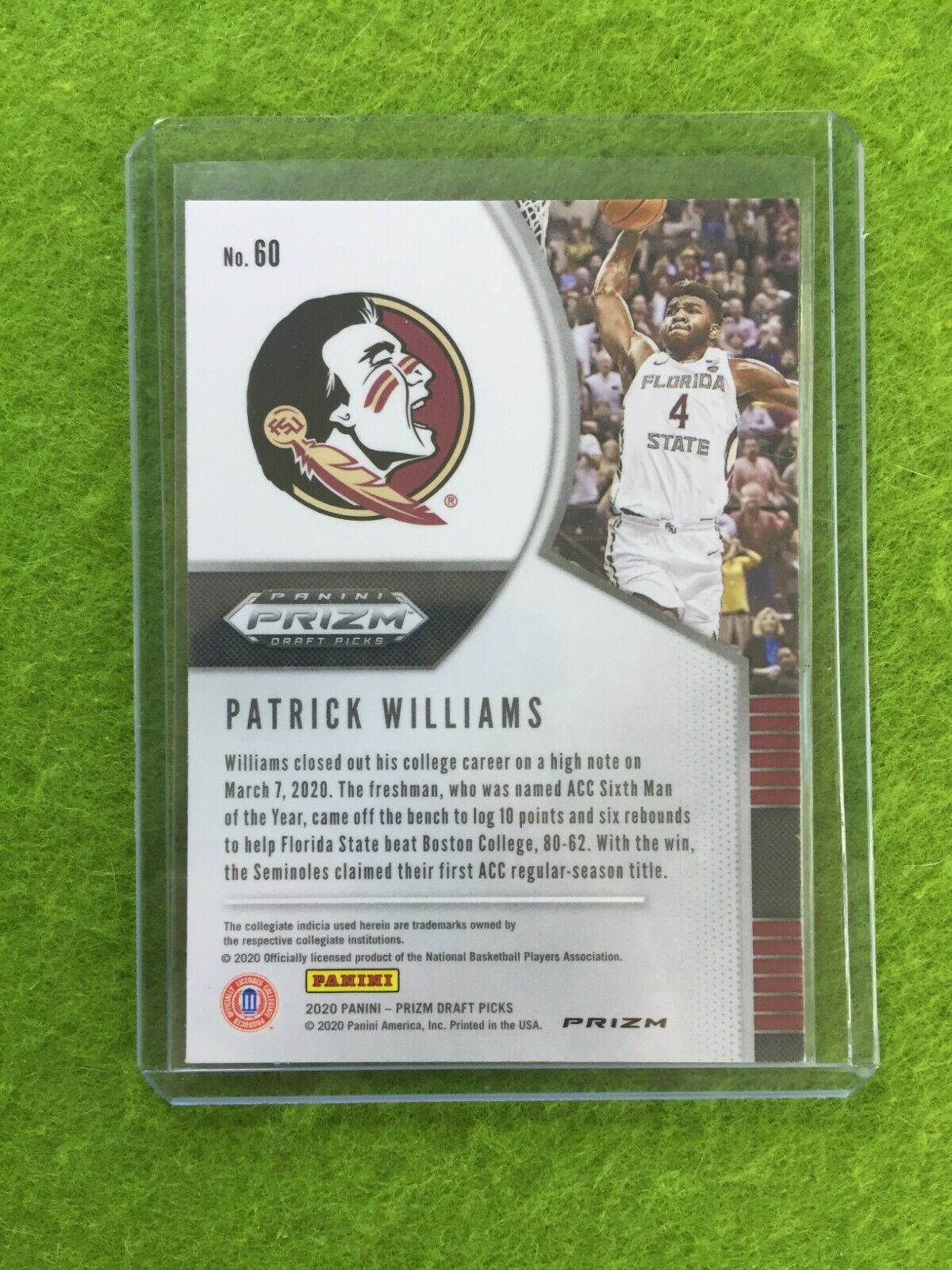 PATRICK WILLIAMS PINK ICE PRIZM ROOKIE CARD JERSEY #4 FSU RC BULLS SP 2020 Prizm