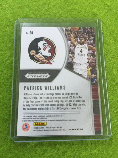 PATRICK WILLIAMS PINK ICE PRIZM ROOKIE CARD JERSEY #4 FSU RC BULLS SP 2020 Prizm