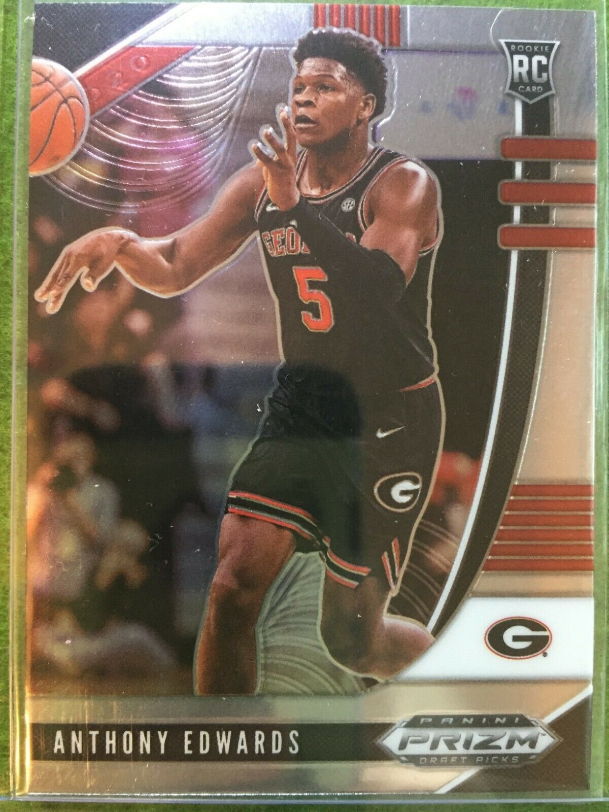 ANTHONY EDWARDS PRIZM ROOKIE CARD JERSEY #5 GEORGIA RC TIMBERWOLVES 2020 Panini