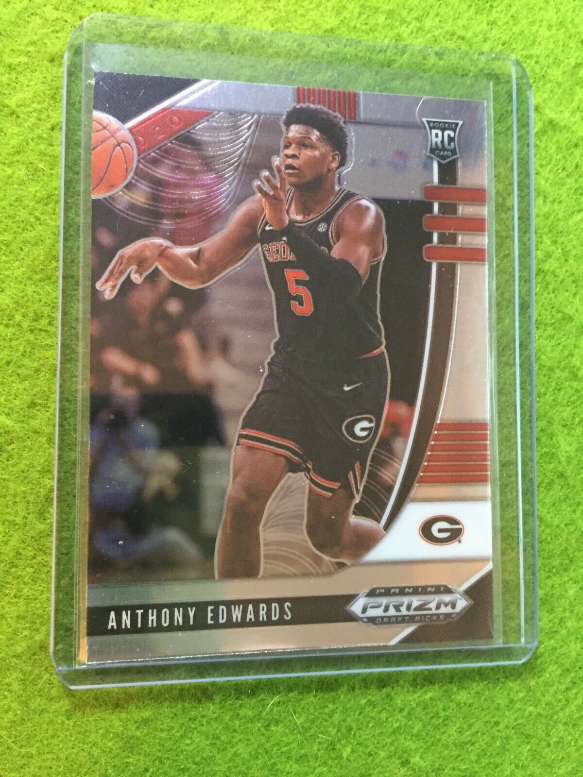 ANTHONY EDWARDS PRIZM ROOKIE CARD JERSEY #5 GEORGIA RC TIMBERWOLVES 2020 Panini