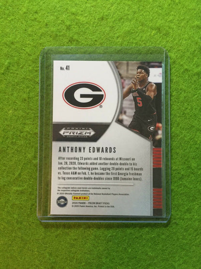 ANTHONY EDWARDS PRIZM ROOKIE CARD JERSEY #5 GEORGIA RC TIMBERWOLVES 2020 Panini