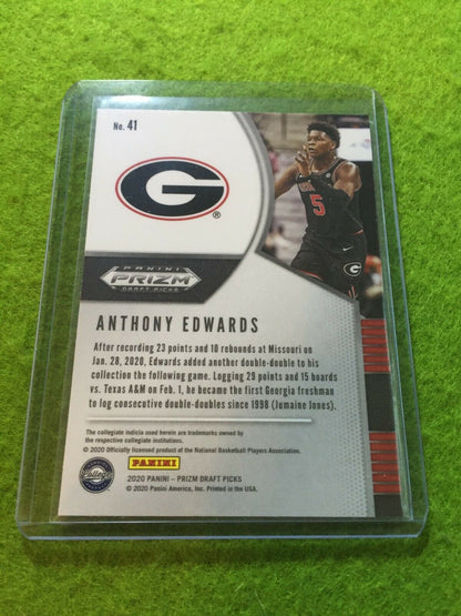 ANTHONY EDWARDS PRIZM ROOKIE CARD JERSEY #5 GEORGIA RC TIMBERWOLVES 2020 Panini