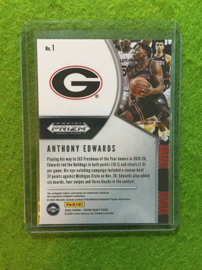 ANTHONY EDWARDS PRIZM ROOKIE CARD JERSEY #5 GEORGIA RC TIMBERWOLVES 2020 Prizm