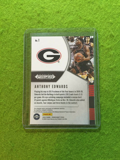 ANTHONY EDWARDS PRIZM ROOKIE CARD JERSEY #5 GEORGIA RC TIMBERWOLVES 2020 Prizm