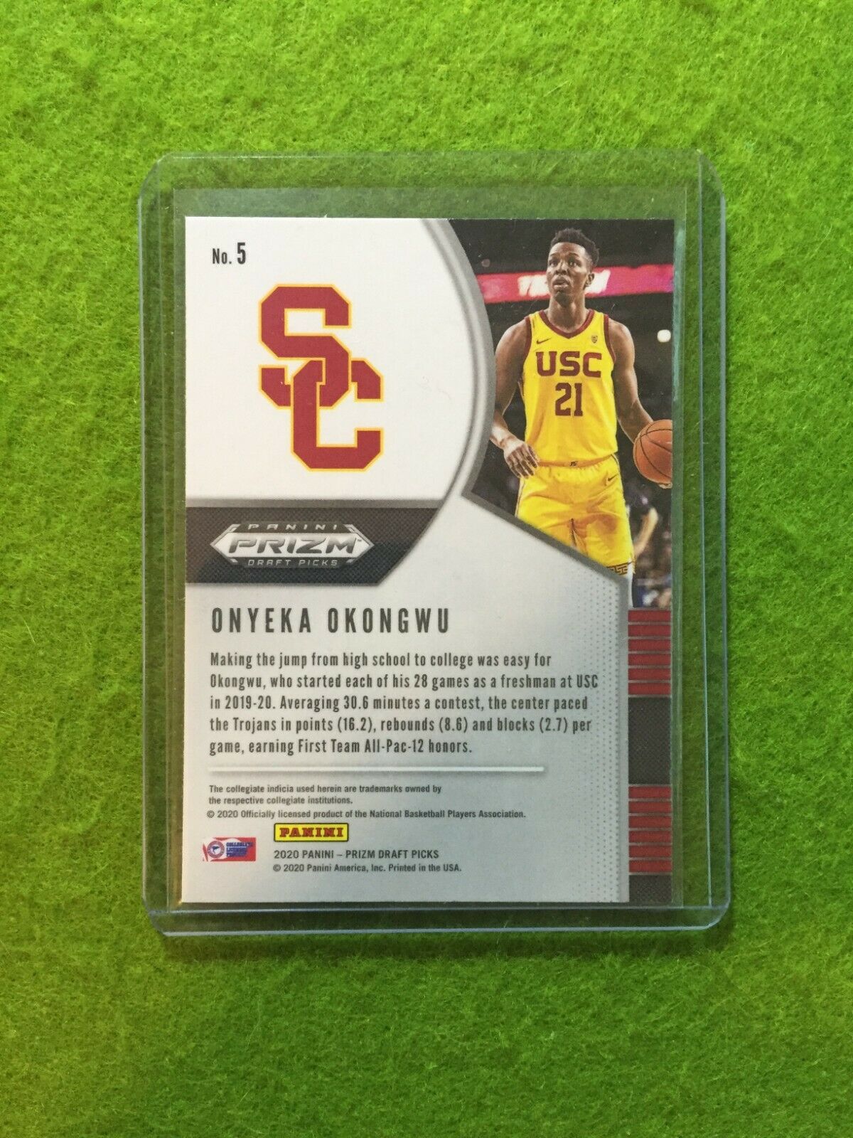 ONYEKA OKONGWU PRIZM ROOKIE CARD JERSEY #21 USC RC HAWKS 2020 Panini Prizm Draft