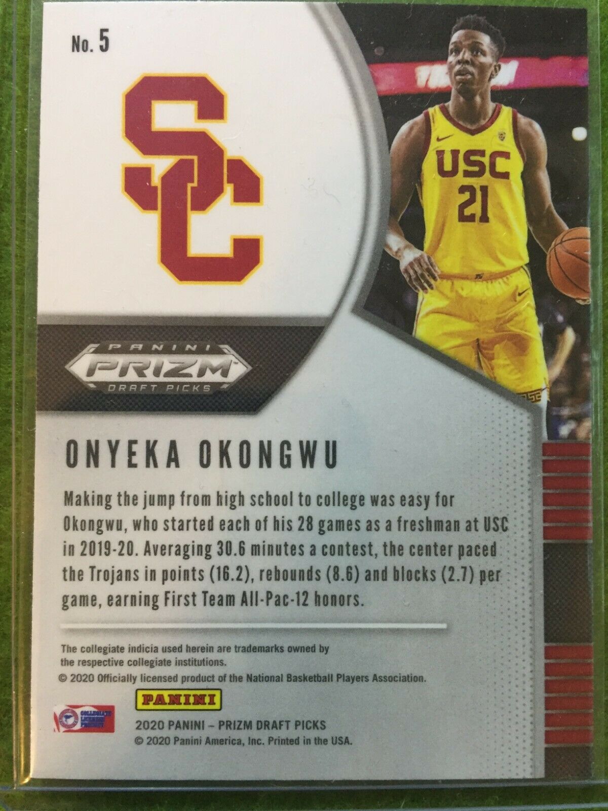 ONYEKA OKONGWU PRIZM ROOKIE CARD JERSEY #21 USC RC HAWKS 2020 Panini Prizm Draft