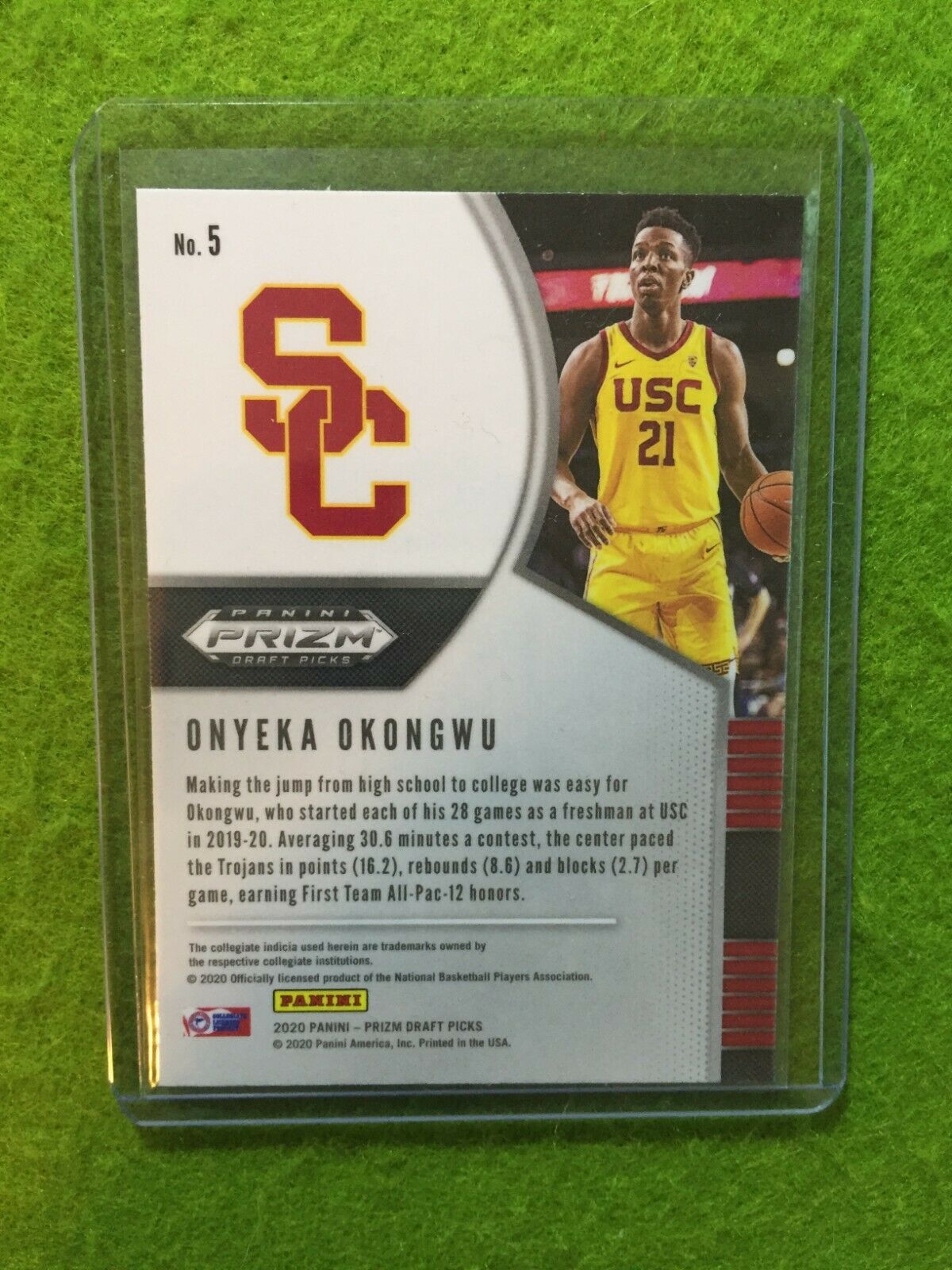 ONYEKA OKONGWU PRIZM ROOKIE CARD JERSEY #21 USC RC HAWKS 2020 Panini Prizm Draft