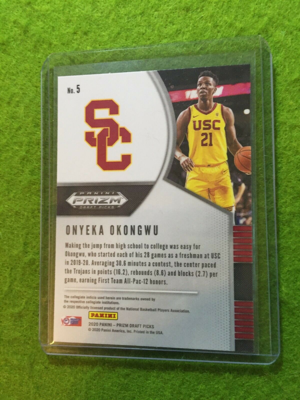 ONYEKA OKONGWU PRIZM ROOKIE CARD JERSEY #21 USC RC HAWKS 2020 Panini Prizm Draft