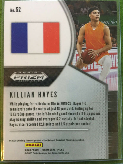 KILLIAN HAYES PRIZM ROOKIE CARD JERSEY #3 FRANCE RC DETROIT PISTONS - 2020 Prizm