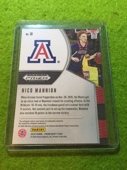 NICO MANNION PRIZM ROOKIE CARD JERSEY #1 ARIZONA RC WARRIORS - 2020 Panini Prizm