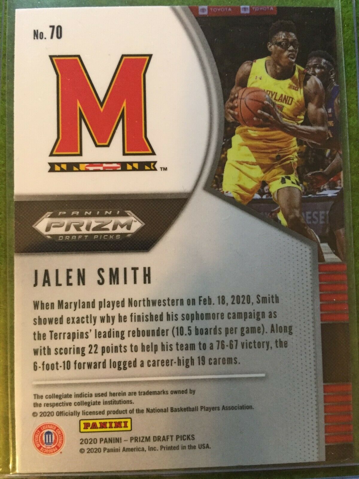 JALEN SMITH PRIZM ROOKIE CARD JERSEY #25 MARYLAND RC 2020 Panini DP PHOENIX SUNS