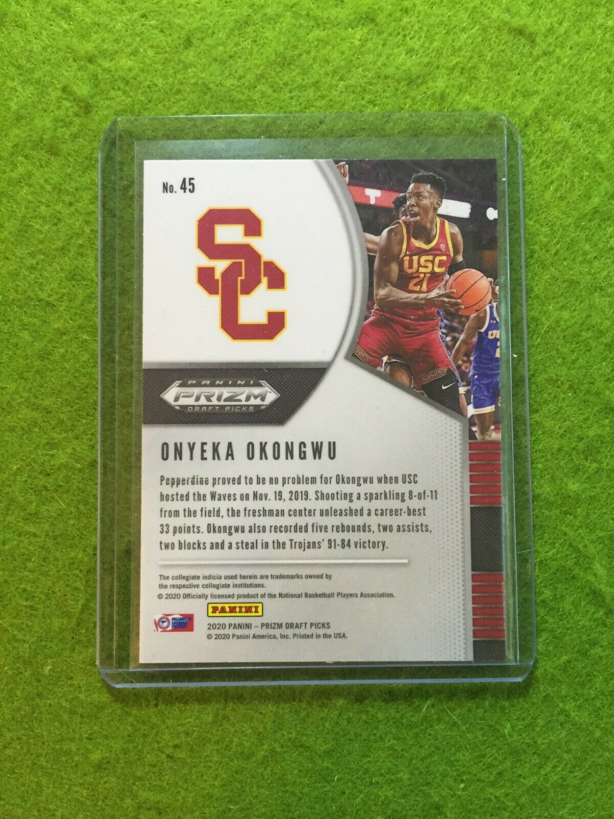 ONYEKA OKONGWU PRIZM ROOKIE CARD JERSEY #21 USC RC ATLANTA HAWKS - 2020 Prizm DP