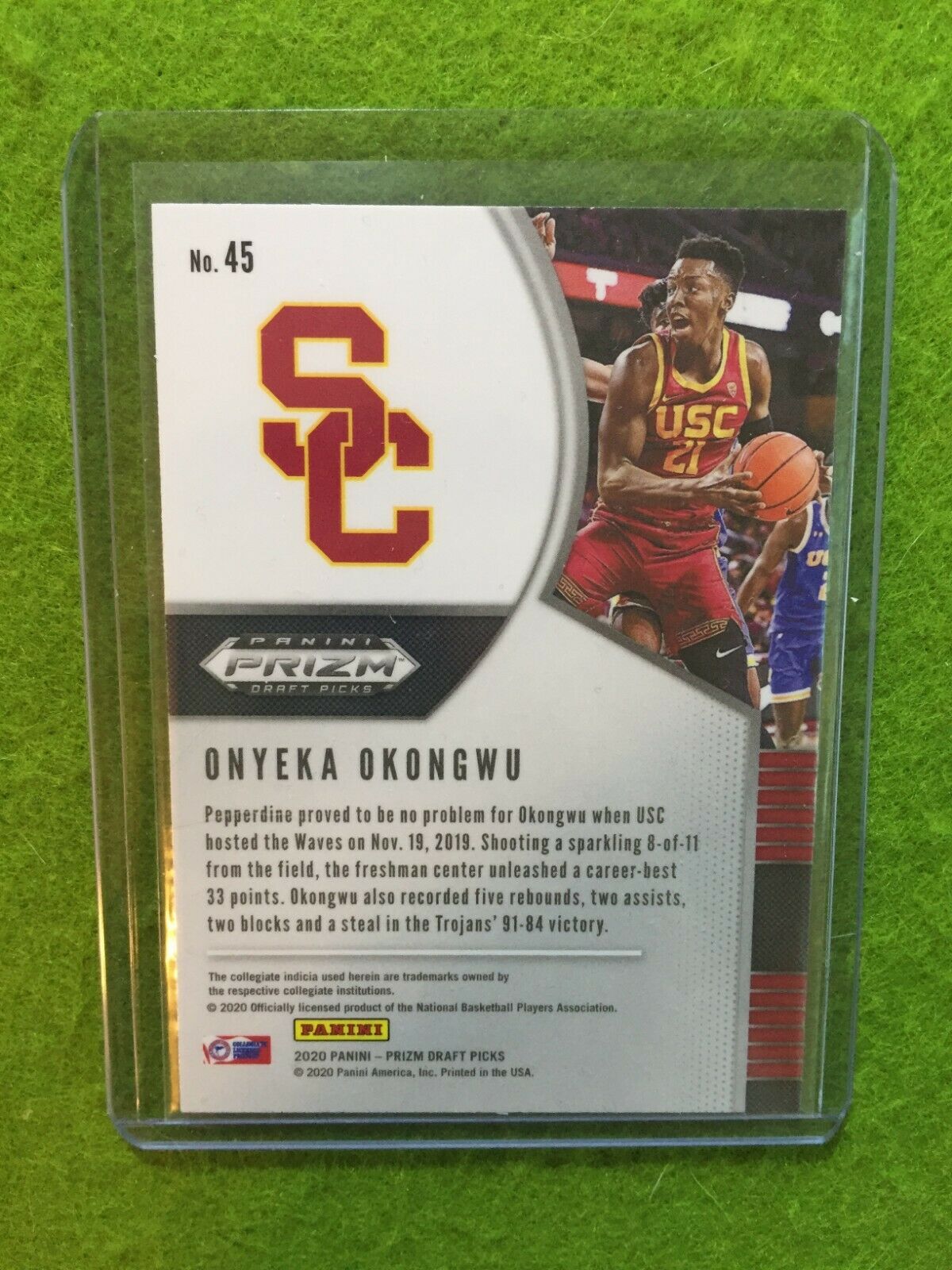 ONYEKA OKONGWU PRIZM ROOKIE CARD JERSEY #21 USC RC ATLANTA HAWKS - 2020 Prizm DP