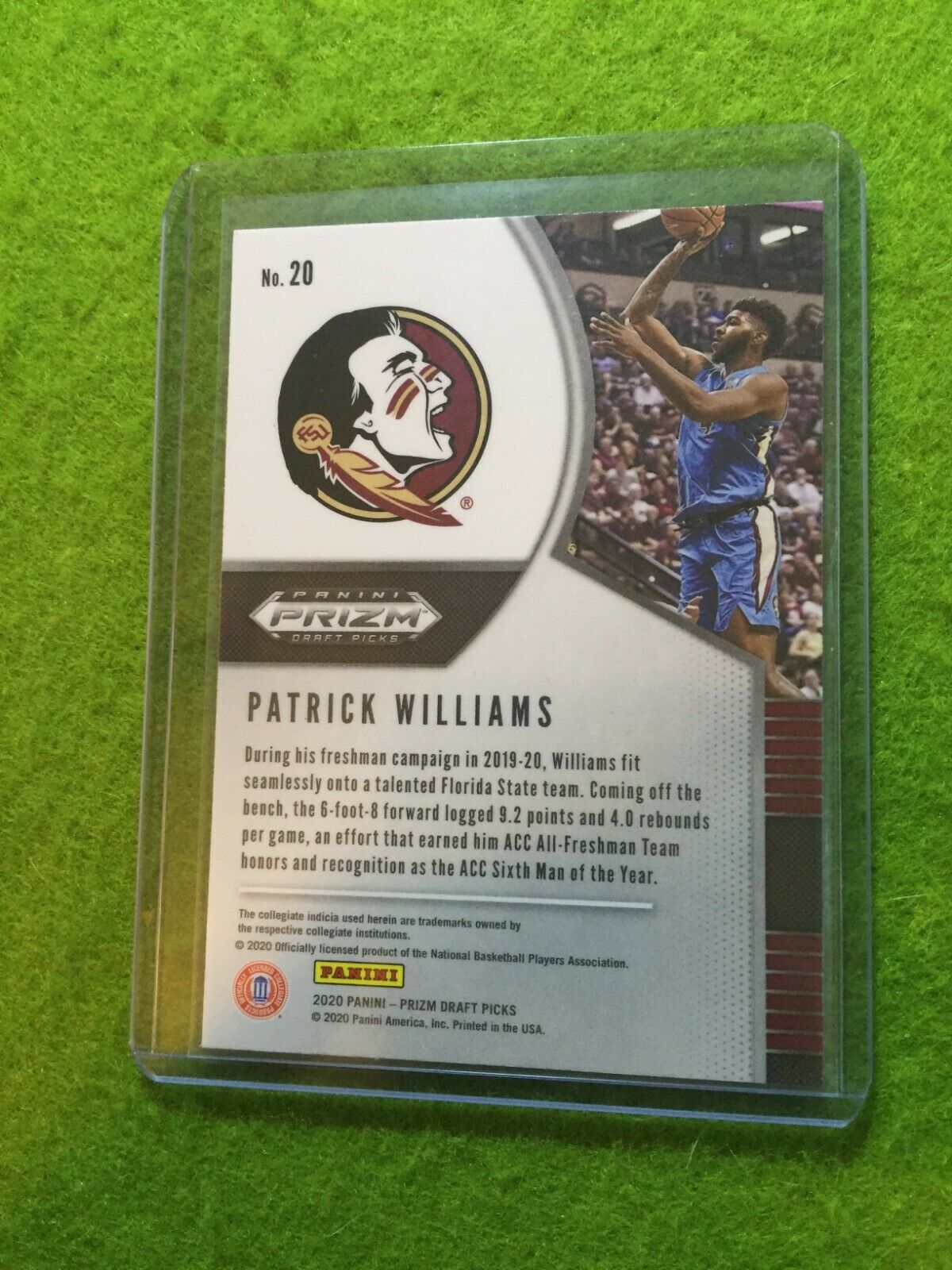 PATRICK WILLIAMS PRIZM ROOKIE CARD JERSEY #4 FLORIDA STATE RC BULLS 2020 Panini