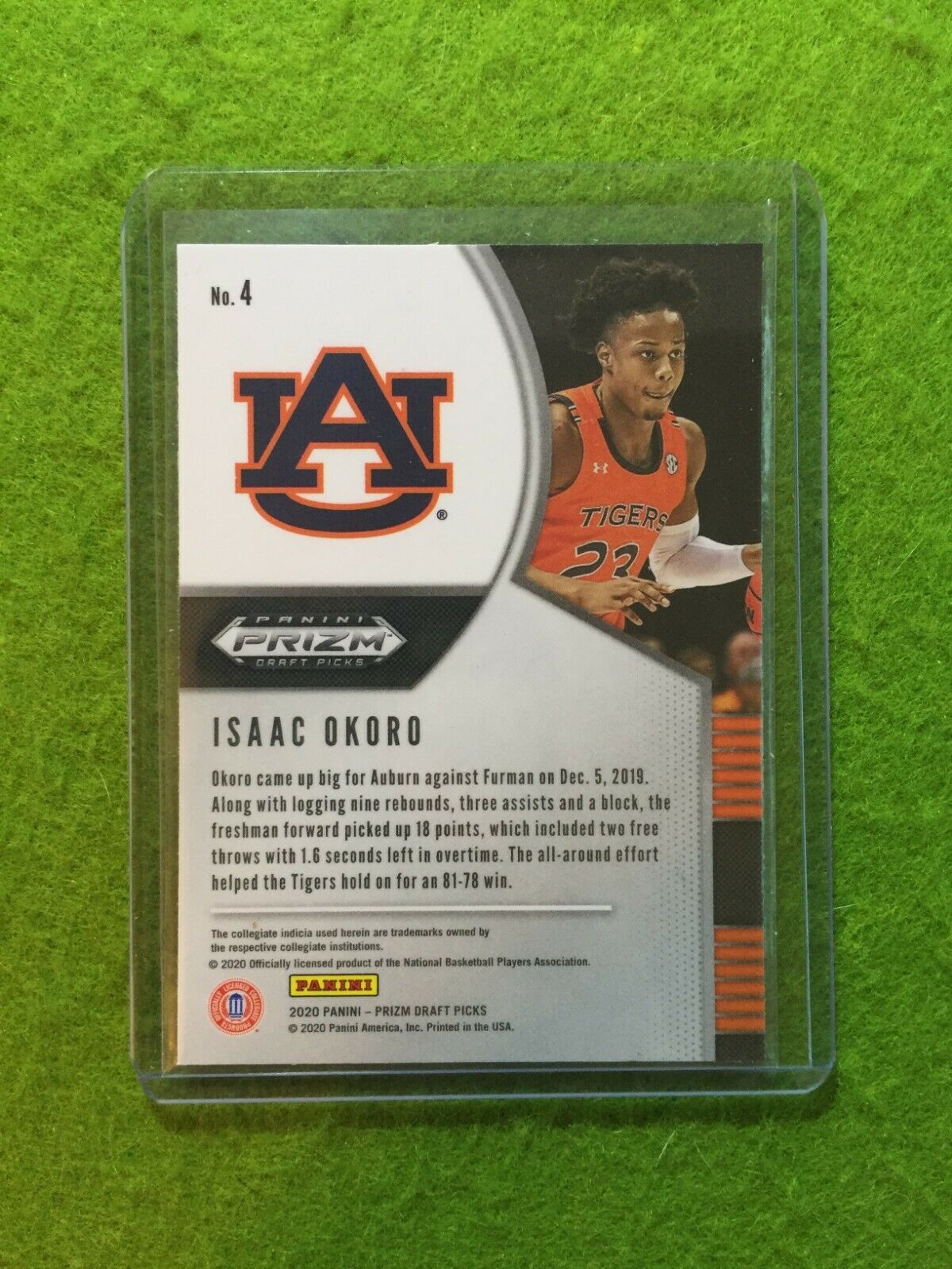 ISAAC OKORO PRIZM ROOKIE CARD JERSEY #23 AUBURN U RC CAVALIERS 2020 Panini Prizm