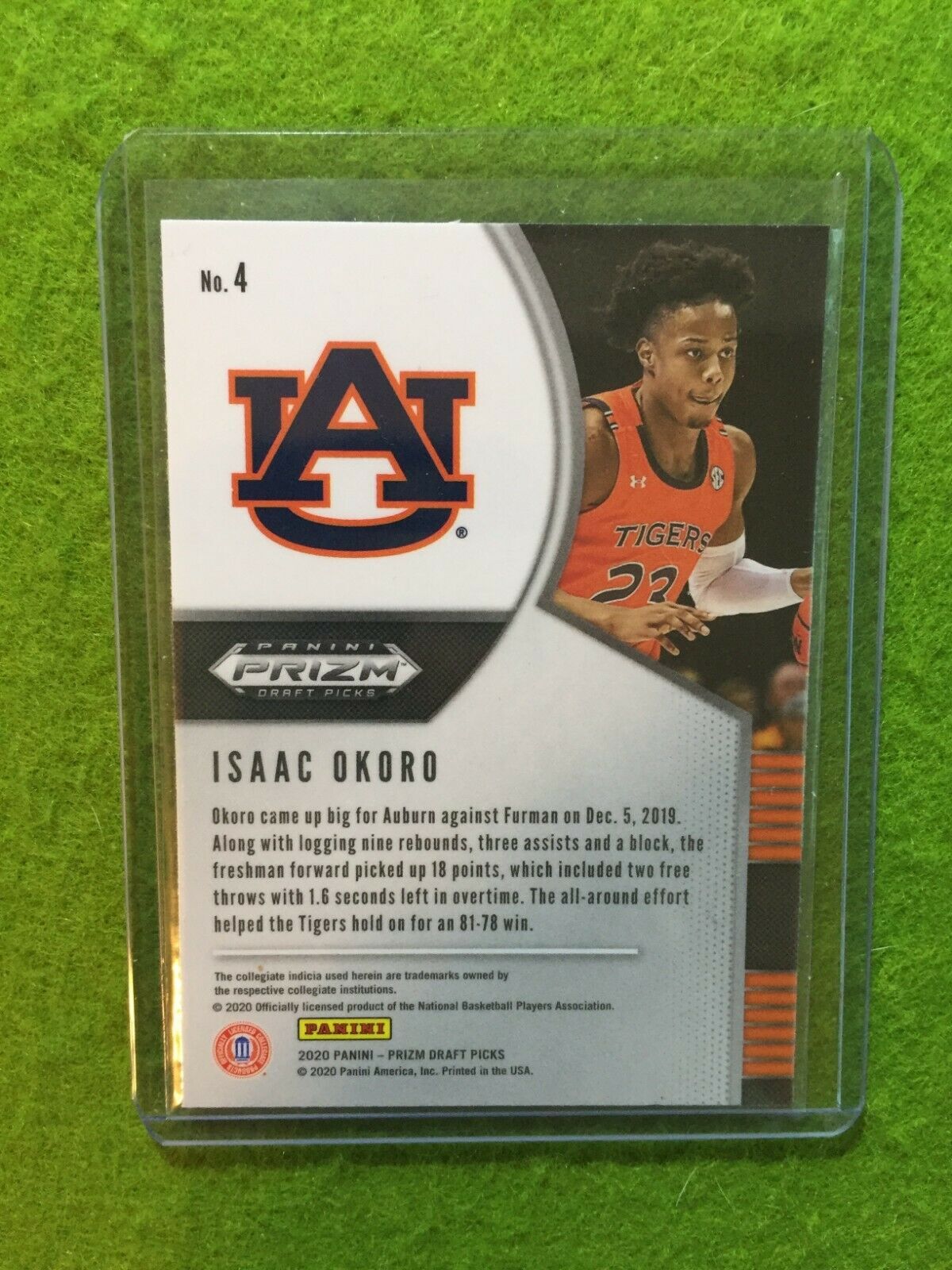 ISAAC OKORO PRIZM ROOKIE CARD JERSEY #23 AUBURN U RC CAVALIERS 2020 Panini Prizm