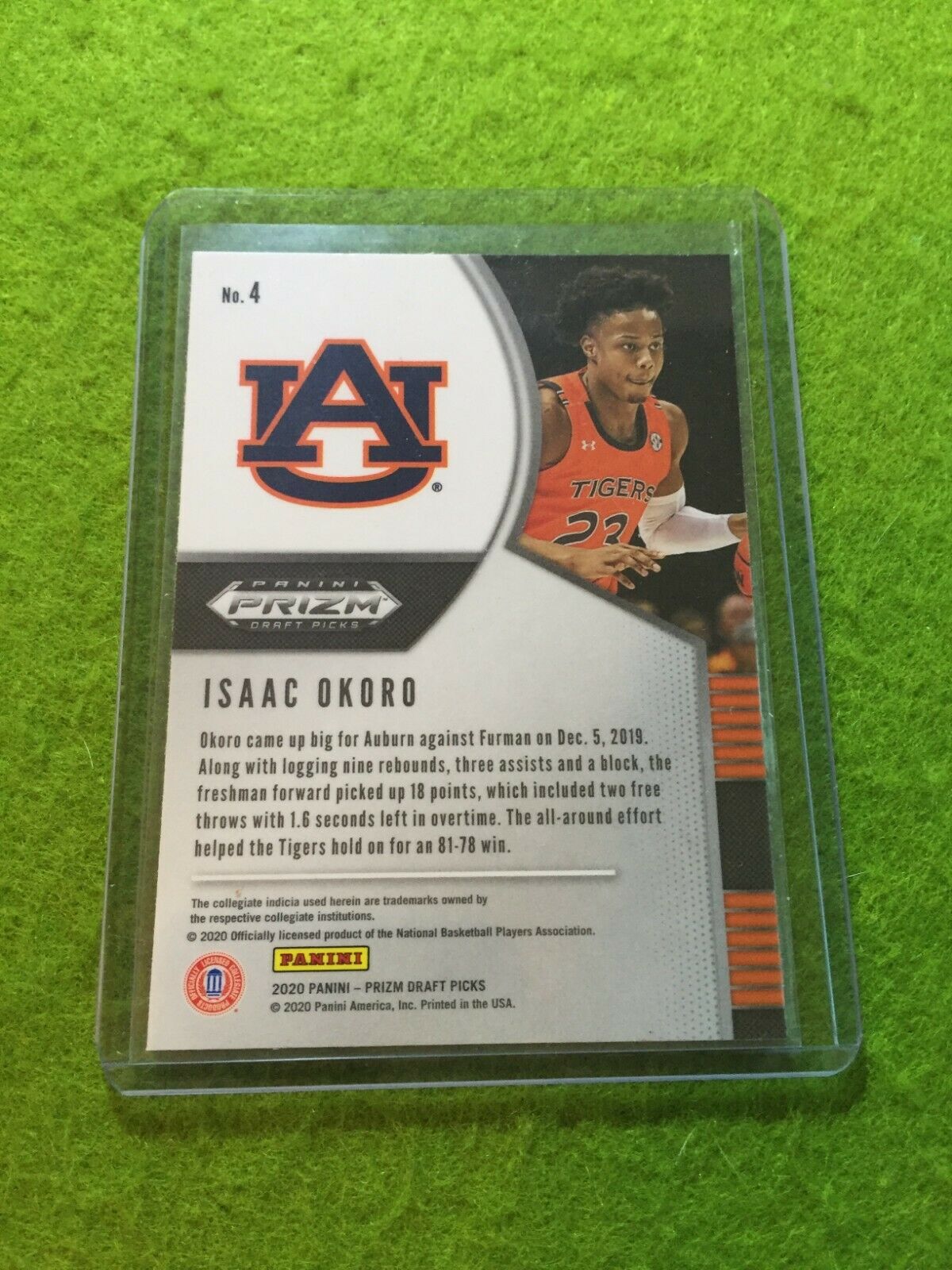 ISAAC OKORO PRIZM ROOKIE CARD JERSEY #23 AUBURN U RC CAVALIERS 2020 Panini Prizm