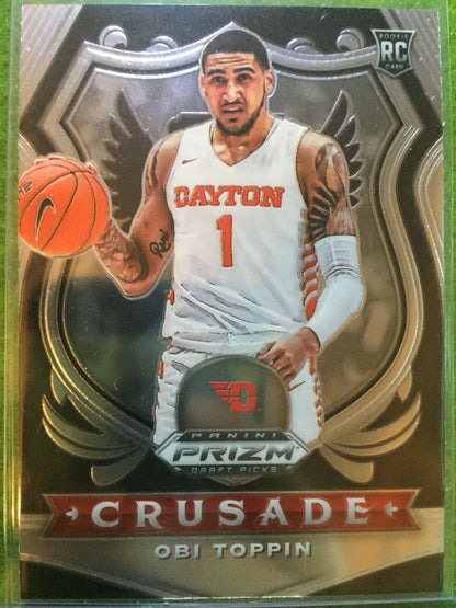 OBI TOPPIN PRIZM CRUSADE ROOKIE CARD JERSEY #1 DAYTON RC NY KNICKS 2020 Prizm DP