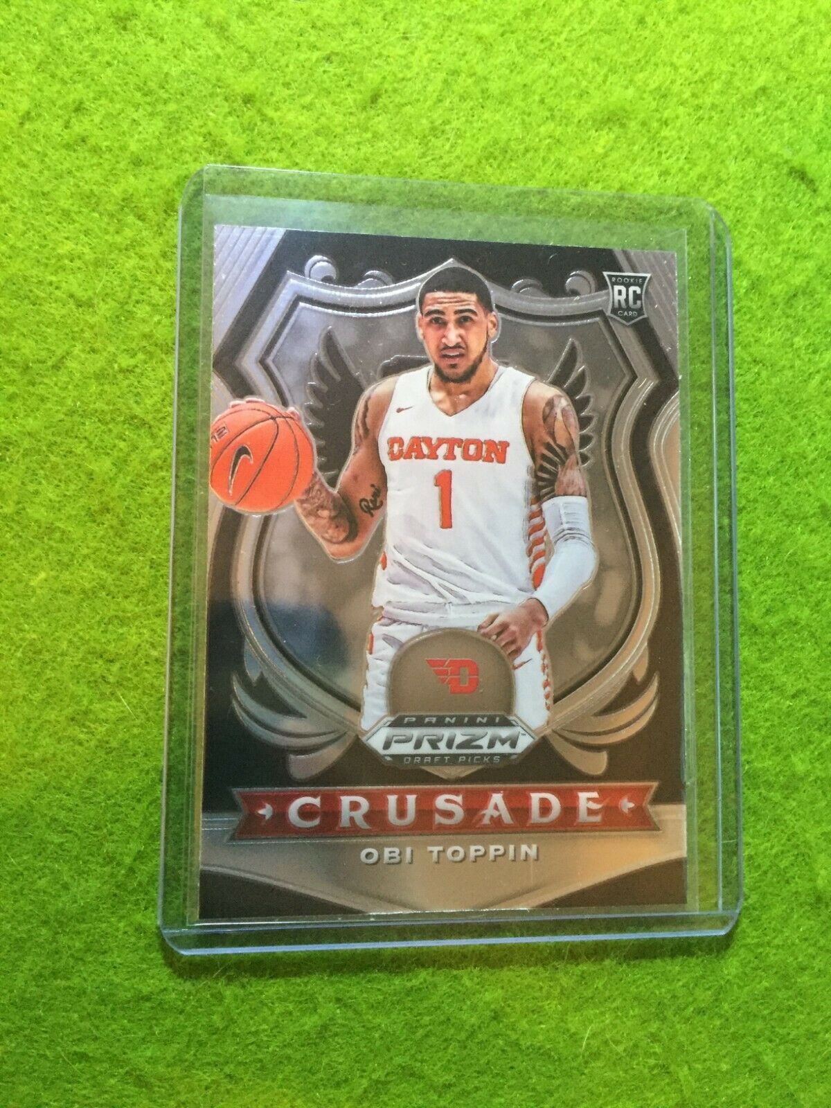 OBI TOPPIN PRIZM CRUSADE ROOKIE CARD JERSEY #1 DAYTON RC NY KNICKS 2020 Prizm DP