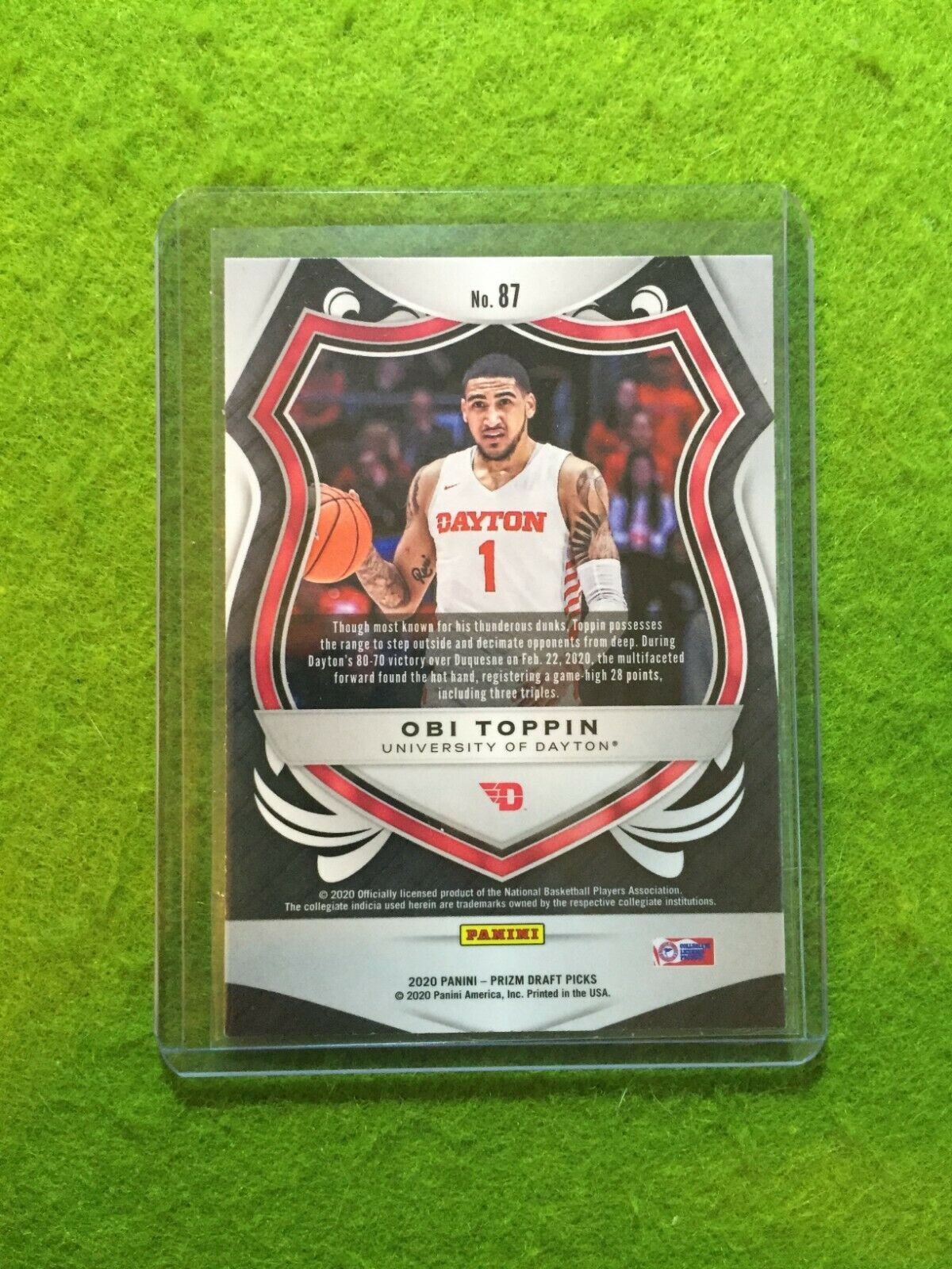 OBI TOPPIN PRIZM CRUSADE ROOKIE CARD JERSEY #1 DAYTON RC NY KNICKS 2020 Prizm DP