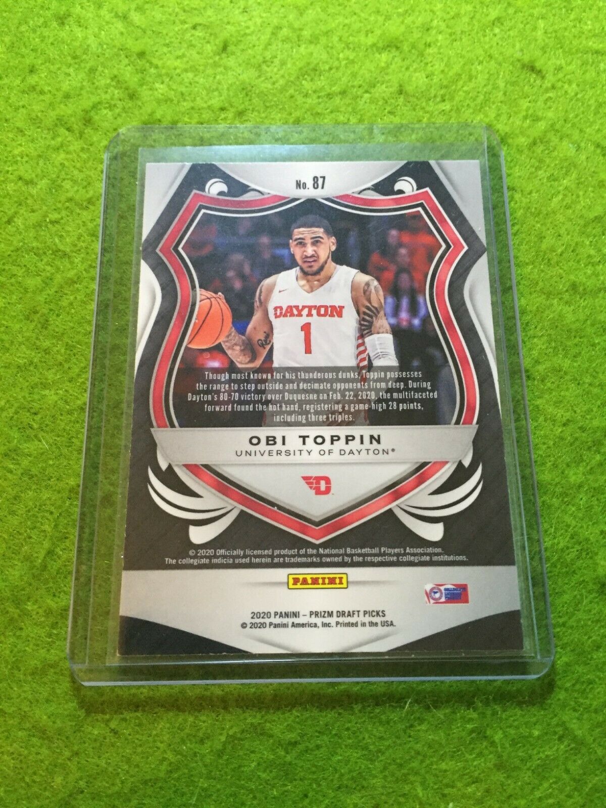 OBI TOPPIN PRIZM CRUSADE ROOKIE CARD JERSEY #1 DAYTON RC NY KNICKS 2020 Prizm DP