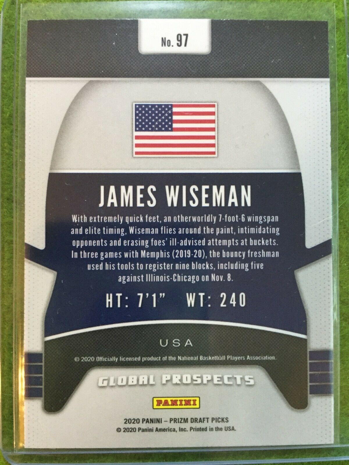 JAMES WISEMAN PRIZM ROOKIE CARD JERSEY #32 MEMPHIS RC WARRIORS 2020 Prizm GLOBAL