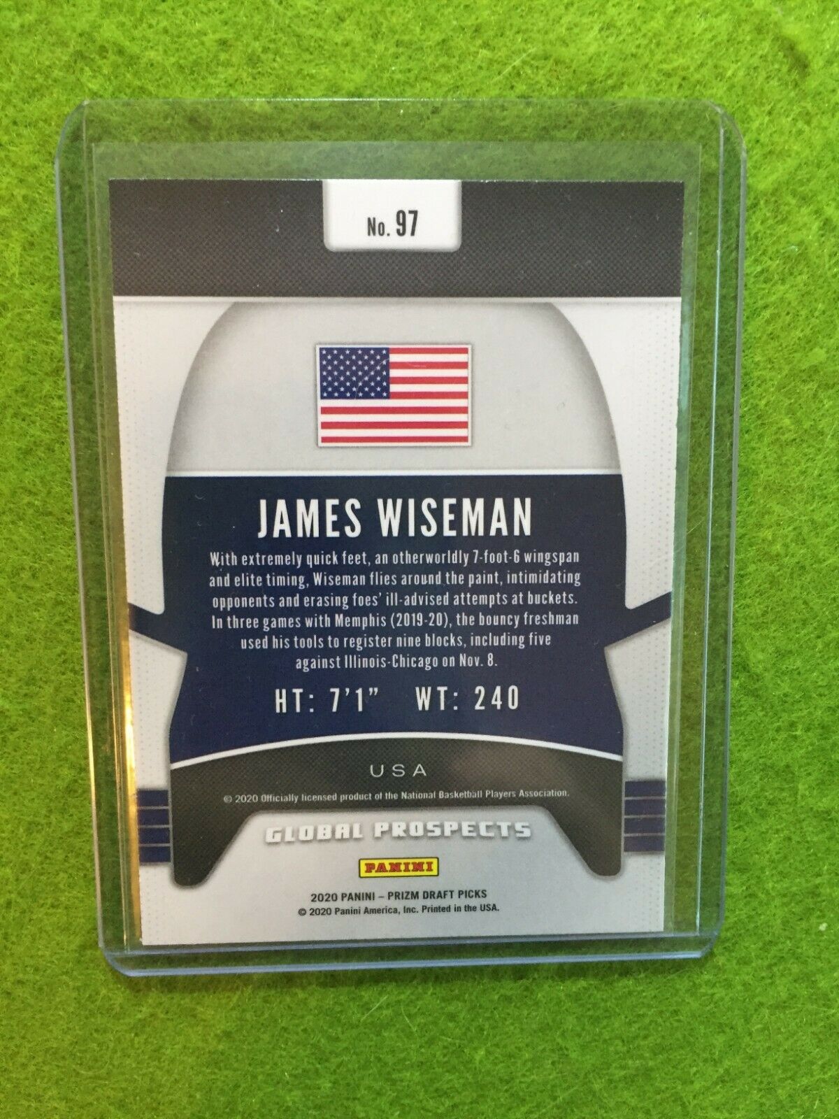 JAMES WISEMAN PRIZM ROOKIE CARD JERSEY #32 MEMPHIS RC WARRIORS 2020 Prizm GLOBAL