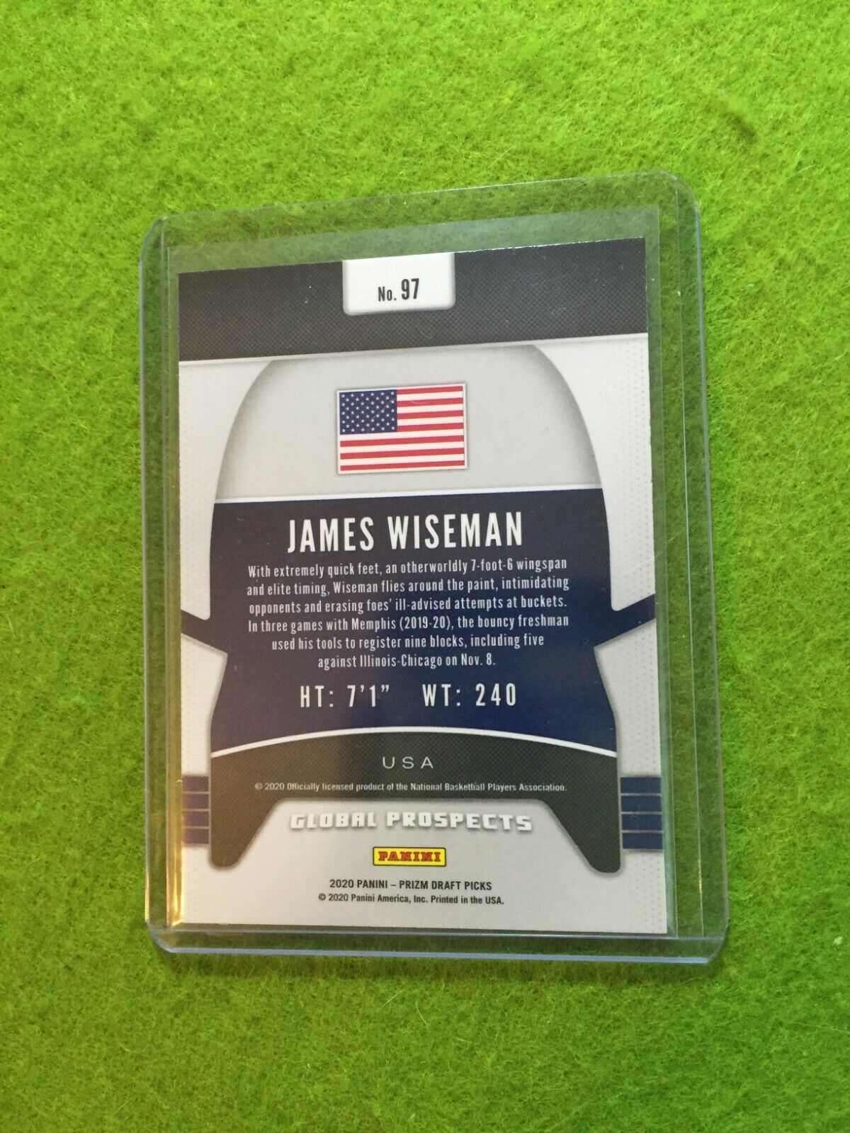 JAMES WISEMAN PRIZM ROOKIE CARD JERSEY #32 MEMPHIS RC WARRIORS 2020 Prizm GLOBAL