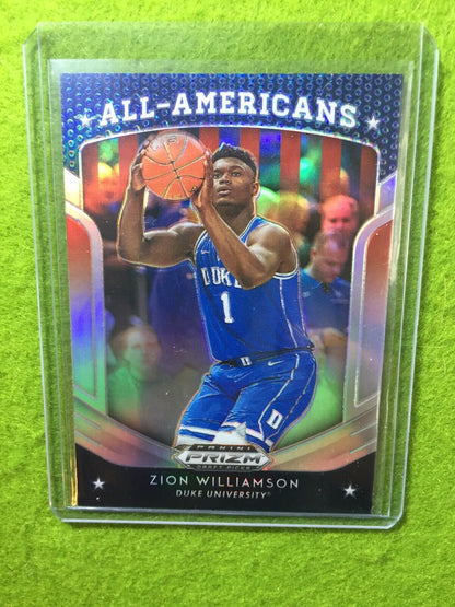 Zion Williamson SILVER PRIZM ROOKIE CARD JERSEY #1 DUKE REFRACTOR 2019 PELICANS