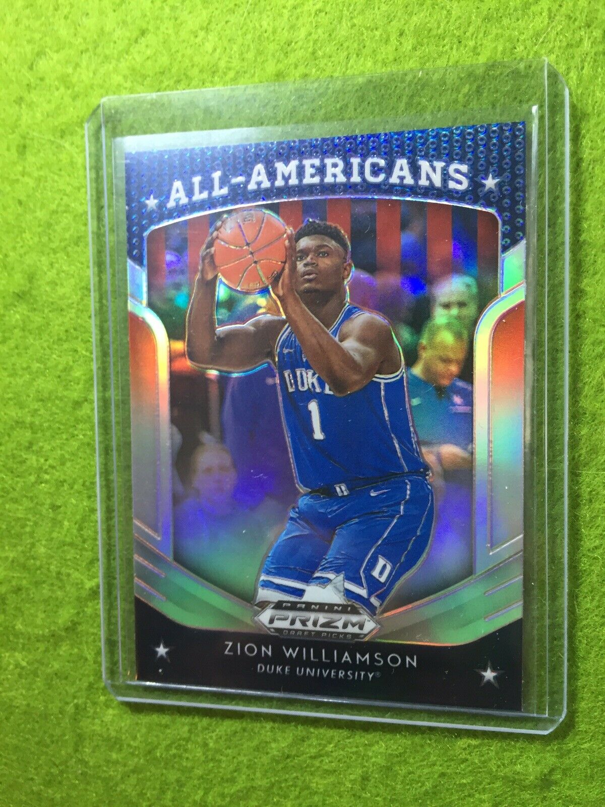 Zion Williamson SILVER PRIZM ROOKIE CARD JERSEY #1 DUKE REFRACTOR 2019 PELICANS