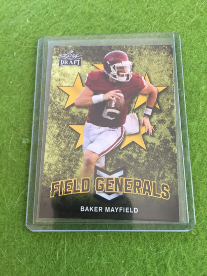 BAKER MAYFIELD ROOKIE CARD BROWNS JERSEY #6 OKLAHOMA 2018 Leaf Draft GOLD #FG-01