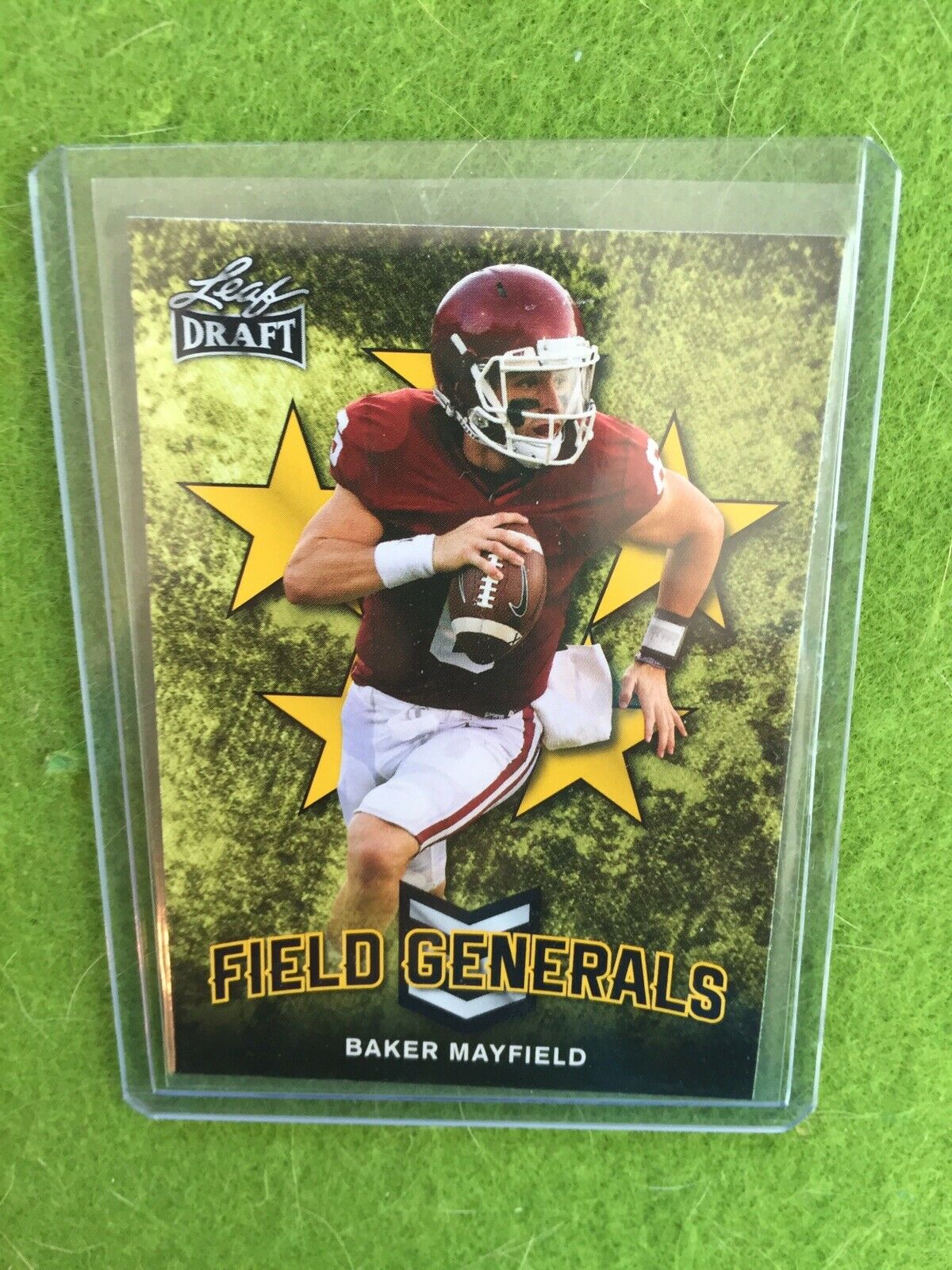 BAKER MAYFIELD ROOKIE CARD BROWNS JERSEY #6 OKLAHOMA 2018 Leaf Draft GOLD #FG-01