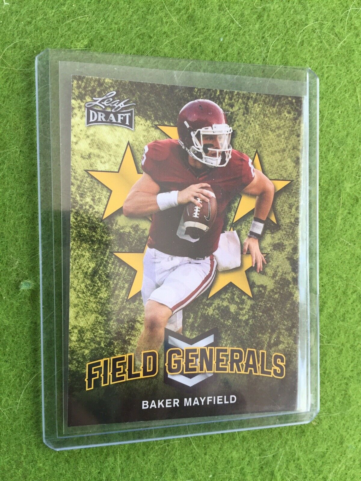 BAKER MAYFIELD ROOKIE CARD BROWNS JERSEY #6 OKLAHOMA 2018 Leaf Draft GOLD #FG-01