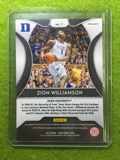 ZION WILLIAMSON PURPLE PRIZM ROOKIE CARD JERSEY#1 DUKE RC 2019 Prizm DP PELICANS