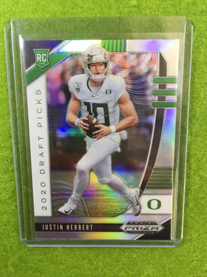 JUSTIN HERBERT SILVER PRIZM ROOKIE CARD JERSEY #10 OREGON 2020 Prizm LA CHARGERS