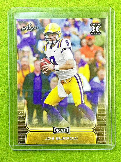 JOE BURROW ROOKIE CARD JERSEY #9 LSU GOLD RC 2020 Leaf Football BENGALS SP Gold