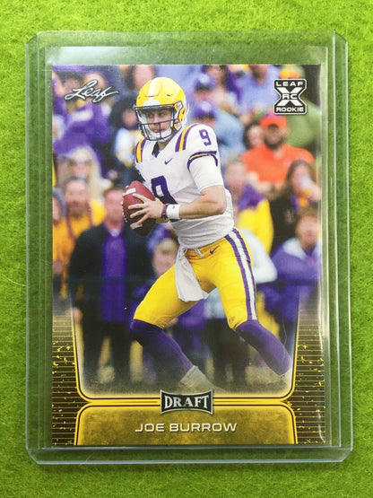 JOE BURROW ROOKIE CARD JERSEY #9 LSU GOLD RC 2020 Leaf Football BENGALS SP Gold