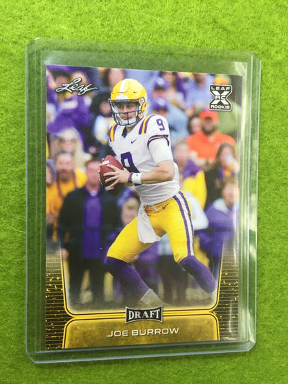 JOE BURROW ROOKIE CARD JERSEY #9 LSU GOLD RC 2020 Leaf Football BENGALS SP Gold